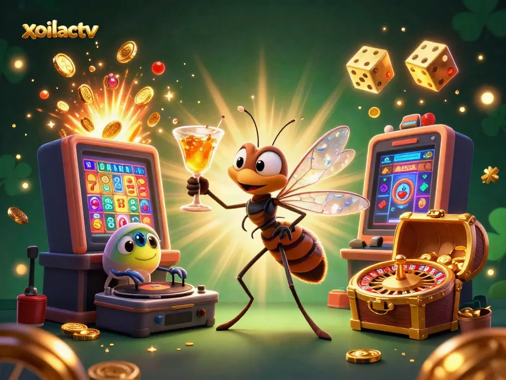 Experience thrills with xoilactv's vibrant 3D casino scene showcasing unique characters and lively game elements.