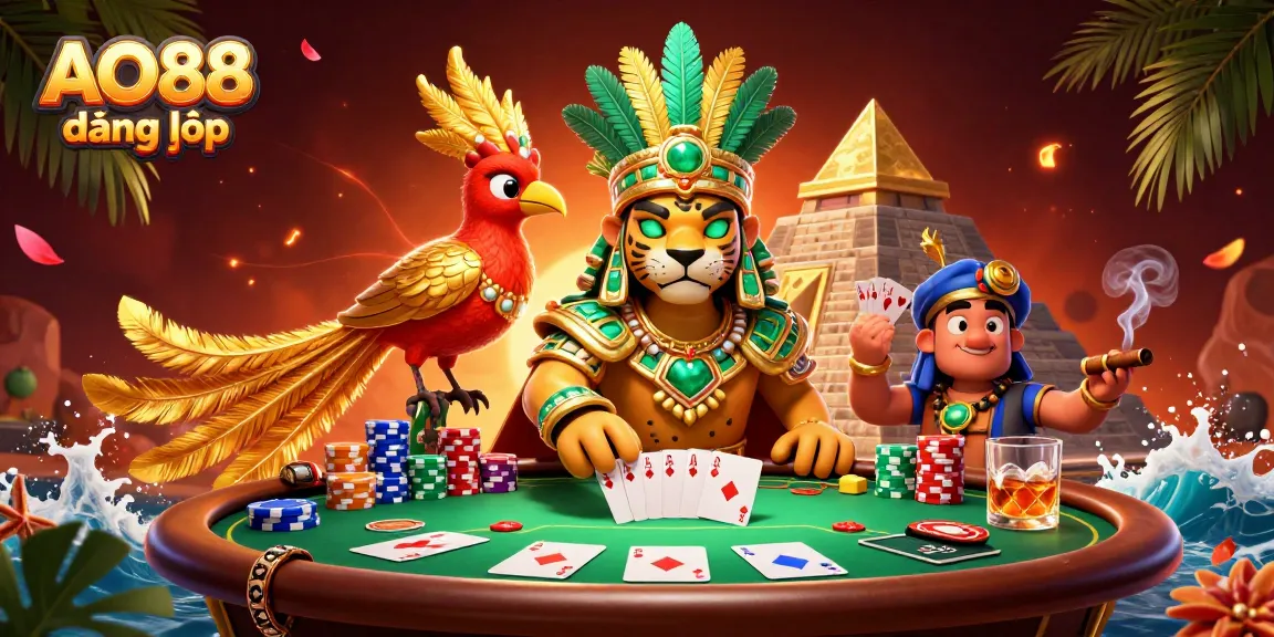 Win big at AO88 đăng nhập with dynamic scenes featuring poker action and Mayan aesthetics.