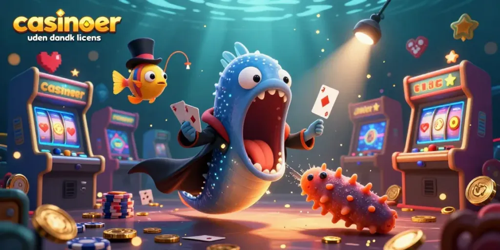 Engage with casinoer uden dansk licens through a magical underwater casino scene featuring vibrant characters and elements.