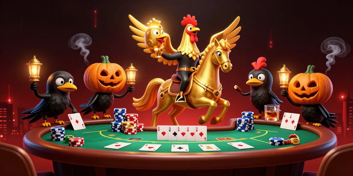 Experience the excitement of da88top with a golden rooster in a vibrant casino scene, surrounded by poker action.