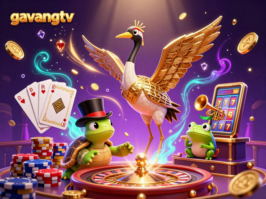 Engage with gavangtv's vibrant 3D illustration showcasing exciting casino elements!