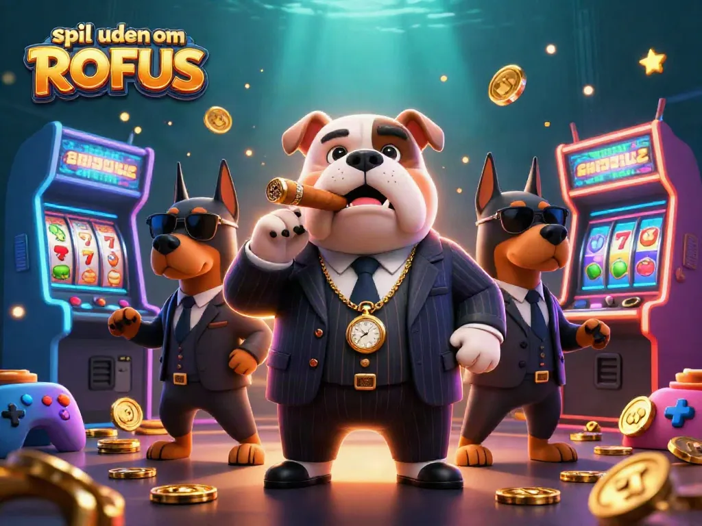 Experience exciting gaming adventures with spil uden om ROFUS in a vibrant casino scene filled with colorful elements.
