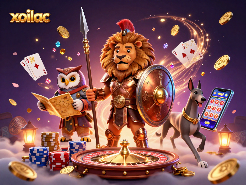 Experience exciting gameplay at xoilac with a vibrant 3D casino scene filled with treasures.